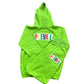 Neon Green Prevail Jogger. Prevail patch on both the chest area of the hoodie and the thigh area of the jogging pants. Set fits true to size.